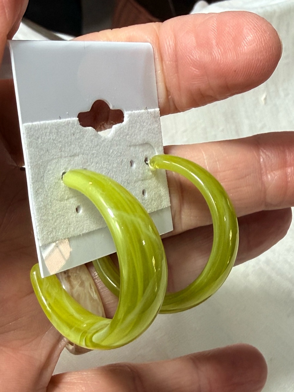 Lt green swirl lucite semi hoop earrings earrings✨BRAND-NEW✨